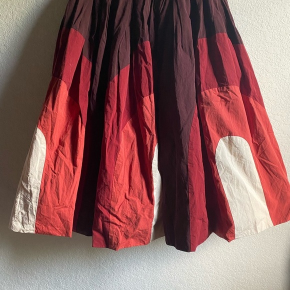 Casey Casey Designer Abstract Patterned Pleated Circular Motif Midi Mod Skirt XS - Picture 4 of 16